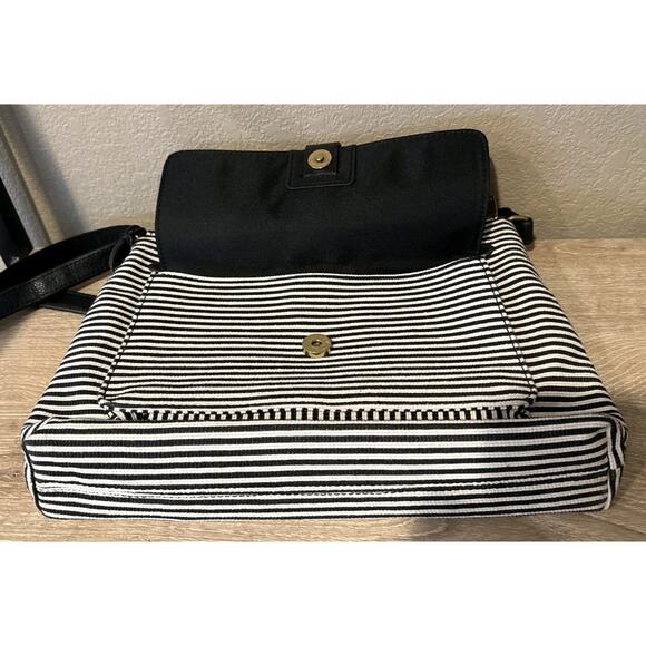 Fossil Kinley Striped Leather Zip Closure Convertible Crossbody Satchel Purse - Picture 9 of 10